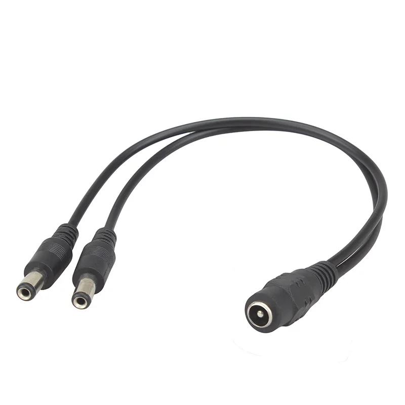 Cable divisor de alimentación para cámara de seguridad CCTV, accesorios de DVR, tira de luz LED, DC 1 hembra a 2 macho, 2,1x5,5mm