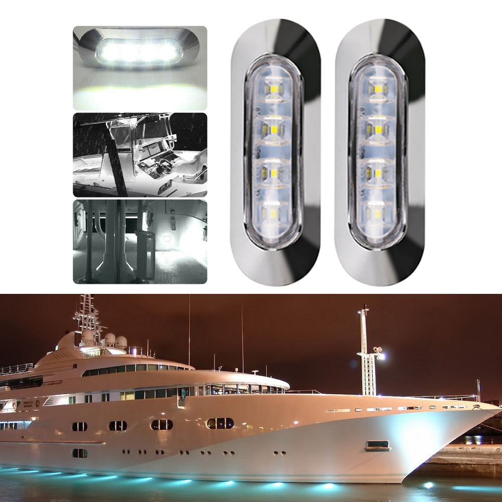 2PCS LED Marine Boot Courtesy Licht 12-30V 6LED Wasserdichte Boot Innen Heck Heck Licht Seite marker Weißes Licht für Marine