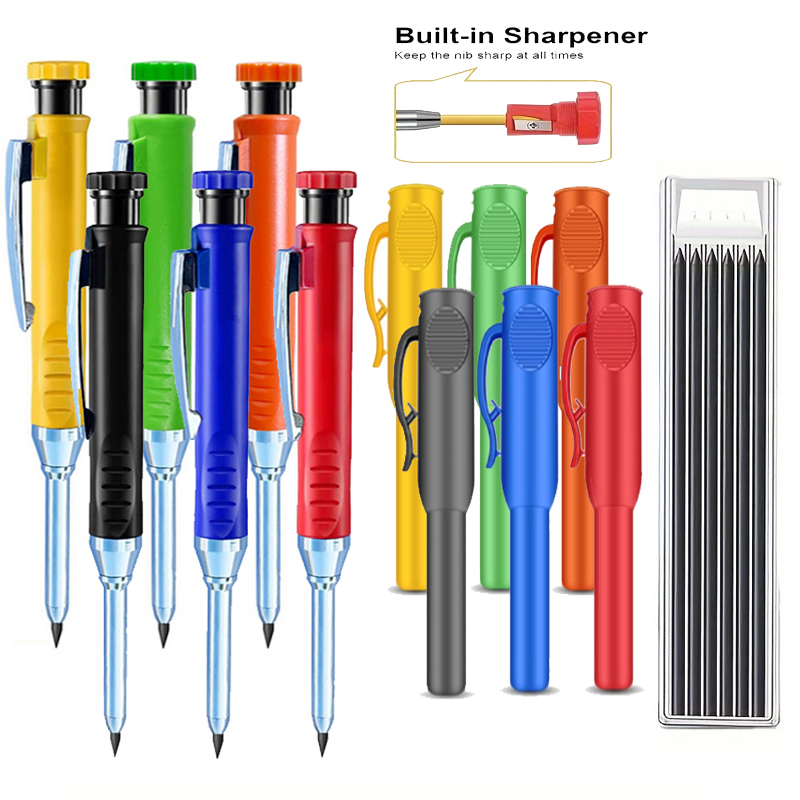 3 ชิ้น/เซ็ต Solid Mechanical Carpenter ดินสอดินสอหมวก, 2.8 มม.จมูกยาวหลุมลึกไม้ดินสอเครื่องหมาย Sharpener