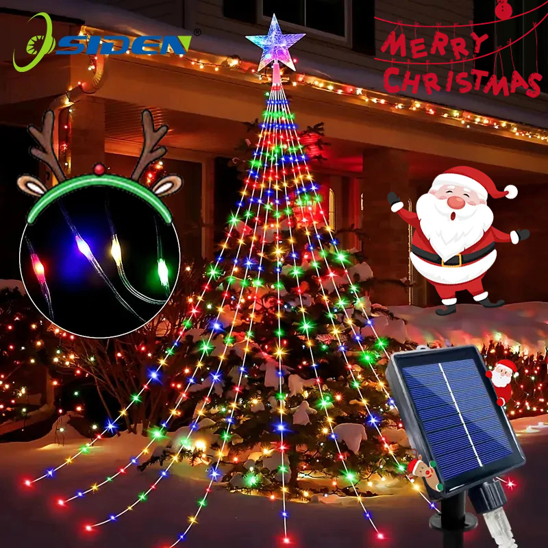 Lumières solaires de noël 3/2M, 8 modes d'éclairage, lumières Led pour l'extérieur, étanche, lumière de jardin féerique, Hoom, décoration de mariage et de vacances