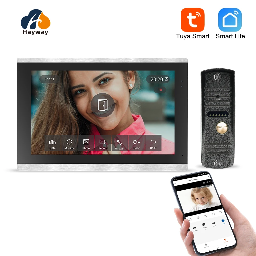Hayway 10 Zoll Video Intercom Tuya Smart Wifi Video Tür Telefon System 1080p Türklingel Kamera Voll-Touchscreen Bewegungs erkennung