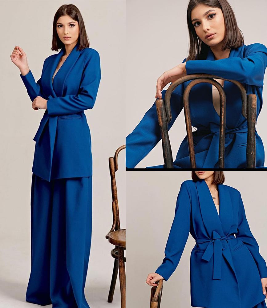 Damskie sukienki wizytowe Eleganckie sukienki z długim rękawem i spodniami dla kobiet 2-częściowy garnitur Crop Top Garnitury na zamówienie