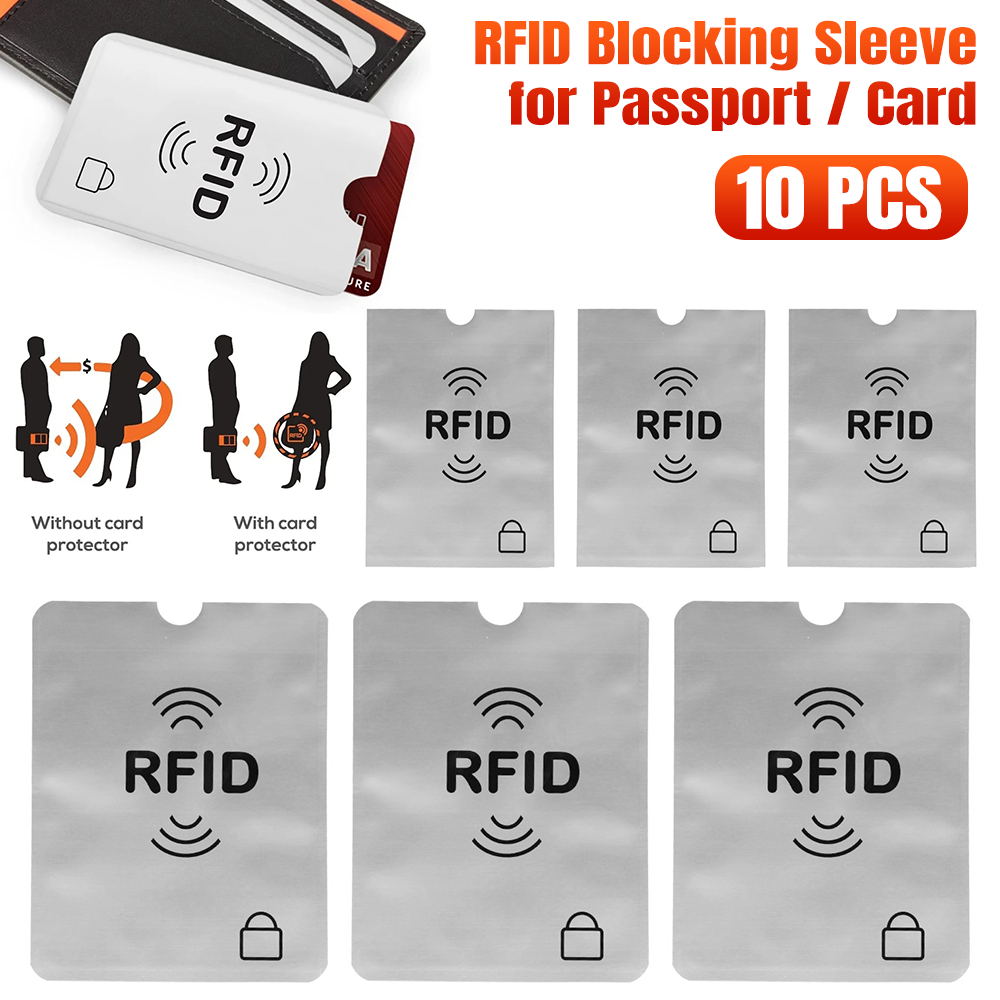 10 x RFID Blocking Card Sleeve-sicuro porta carte di credito/debito ID antifurto