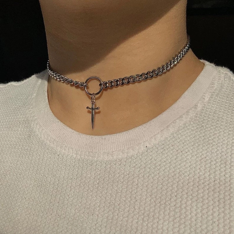 Anello girocollo gotico Collana pugnale Cosplay Grunge gotico punk classico ragazza oscura regalo gioielli collare minimalista alternativo