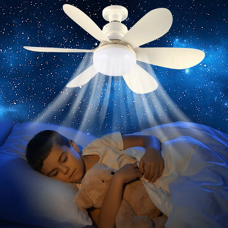 Inteligente Dimmable LED Teto Ventilador Luz, temperatura de cor, montagem moderna, controle remoto, E27