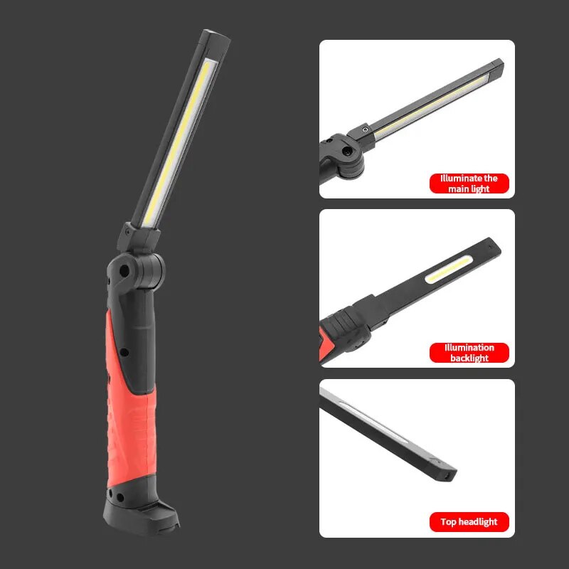 Hoge Heldere Cob Werklamp Opvouwbare Multi-Oppervlakte Auto Reparatie Lamp Outdoor Camping Auto Reparatie Magnetische Verlichting Oplaadbare Ligh