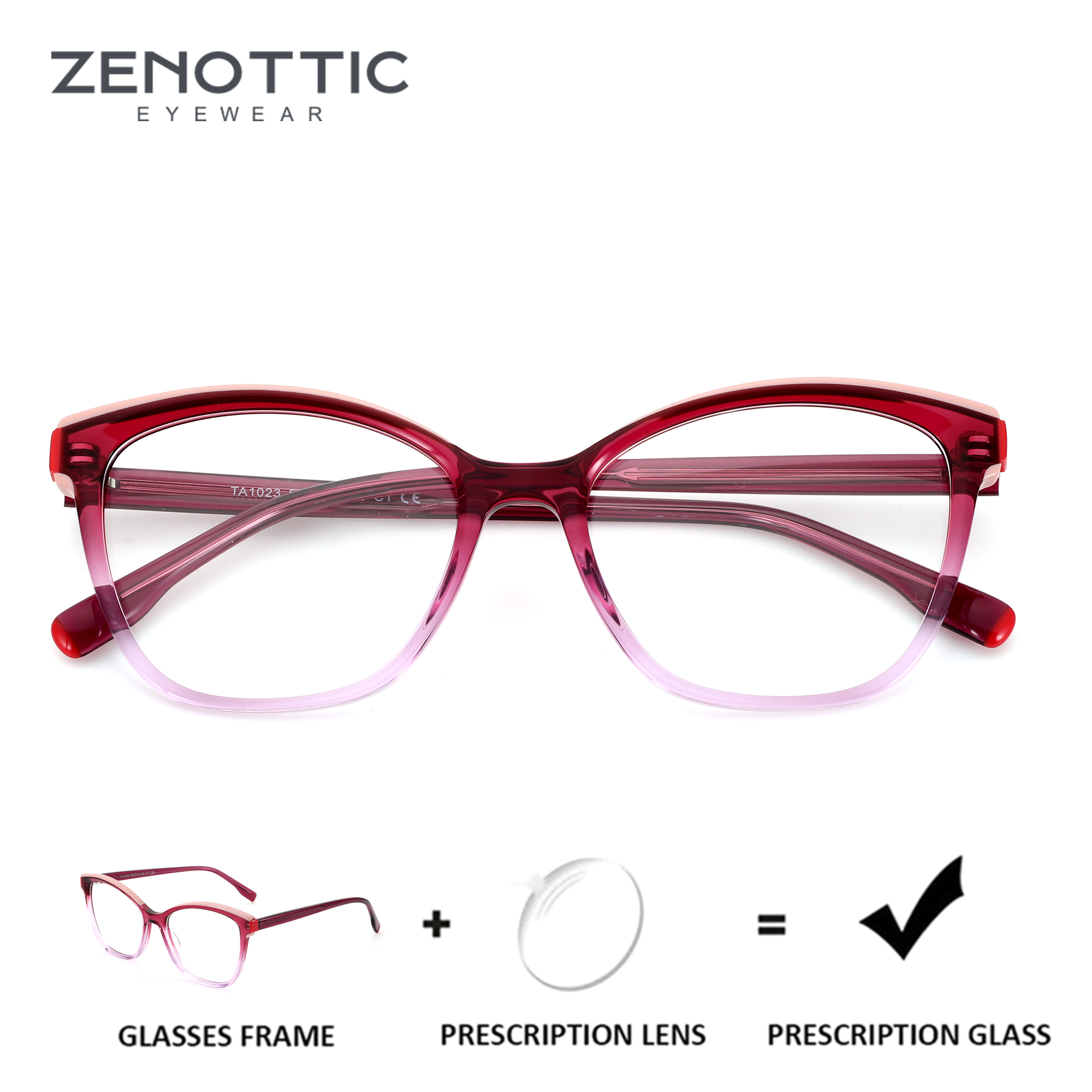 Очки ZENOTTIC Acetate Butterfly для женщин с диоптриями, антибликовые, с прогрессивными оптическими линзами и защитой от синего света, с рецептурой