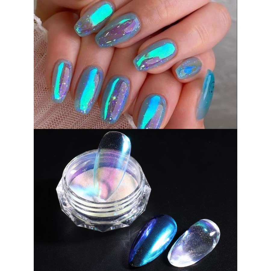 1 G 1 PCS ผงเล็บเล็บสี Holographic Mirrorlridescent Mermaid ถู DustGlitter เจล ManicureDecoration