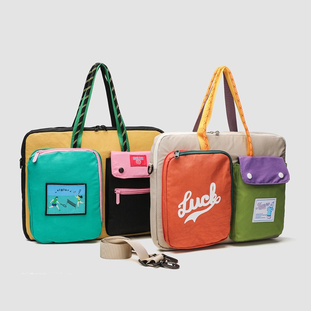 Sac fourre-tout de voyage en toile, Design de couleur contrastée décontracté, sac pour ordinateur Portable de grande capacité, multi-poches portables