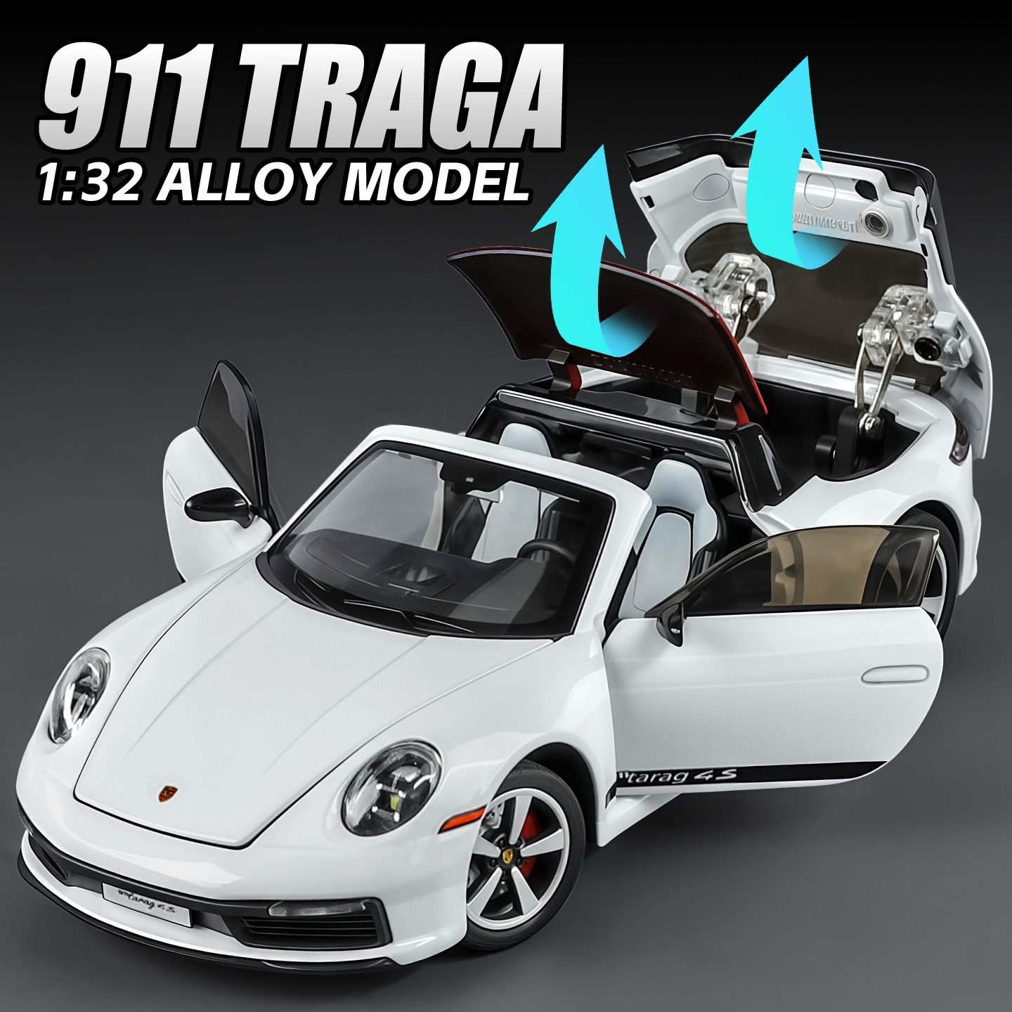 1:32 faltbares Cabrio-Auto aus Porsche 911, Legierung, Modellsimulation, Ton und Licht, modisch, exquisite Sammlerstücke, Jungenspielzeug, Geschenk