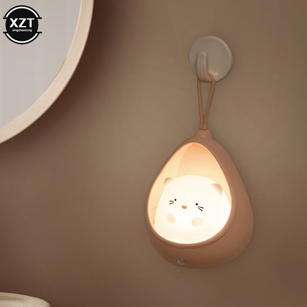 センサー制御付きLEDウォールライト,USB充電式,かわいい動物の形,子供用,寝室用