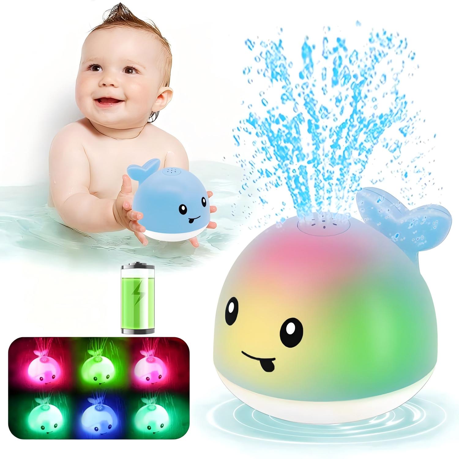 Giocattoli da Bagno per Neonati, Giocattoli da Bagno per Bambini, Balena Luminosa con Spruzzo d'Acqua, Giocattolo per Vasca da Bagno e Doccia, Regalo per Neonati
