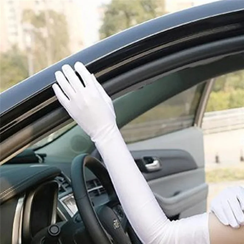 Guantes largos de satén para mujer, manoplas, monocromáticos, moda femenina, disfraz de noche y graduación, otoño e invierno