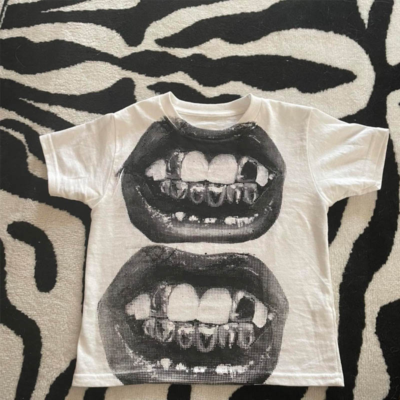Punk Y2K Baby Short Sleeve Top Gothic Street T-shirt damski Leisure Basic T-shirt damski 2024 Summer Top E Girls' Gothic EMO