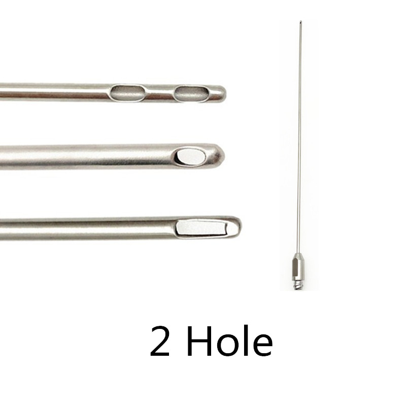 2 Lubang Sedot Lemak Kanula Stardard/Kepala Datar Lubang Ganda Micro Kanula Lemak Transfer Tools