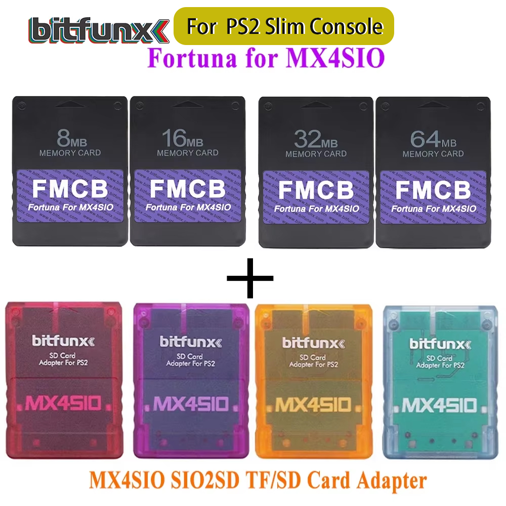 BitFunx Fortuna FMCB PS2 kartu OPL 1.2.0 untuk MX4SIO SIO2SD adaptor kartu TF/SD untuk Playstation2 konsol Game ramping