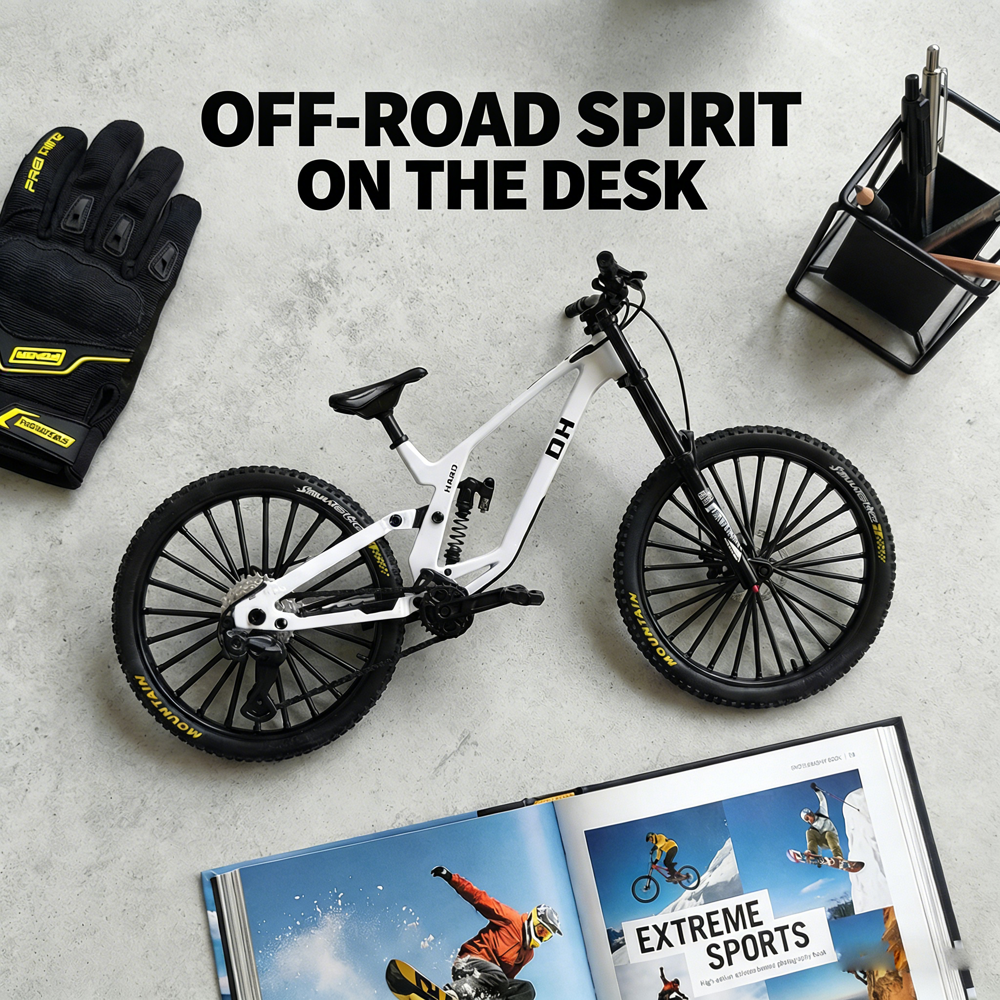 Model Sepeda Gunung Skala 1:8 dari Bahan Alloy, Sepeda Downhill Simulasi Die-cast dengan Suspensi, Hadiah Mainan Koleksi untuk Penggemar Bersepeda