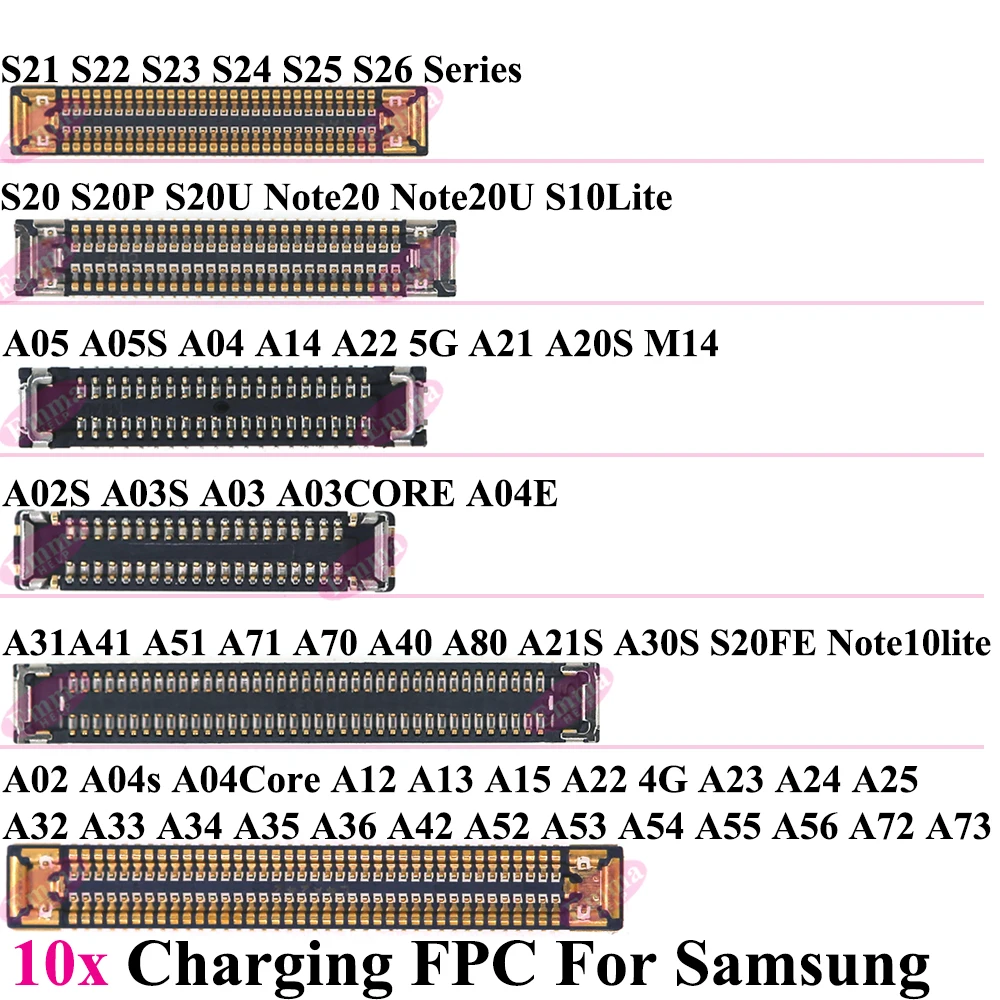 10 szt. Złącze ładowania FPC do Samsung S25 S24 S23 S26 A15 A12 A72 A73 A05S A51 A71 A54, złącze FPC płyty głównej 78-pinowe