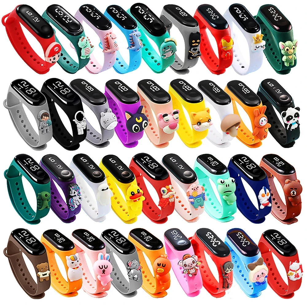 Crianças à prova dwaterproof água relógio inteligente menino menina dos desenhos animados led digital relógios de pulso silicone esporte M3-M7 crianças relógio presente aniversário pulseira