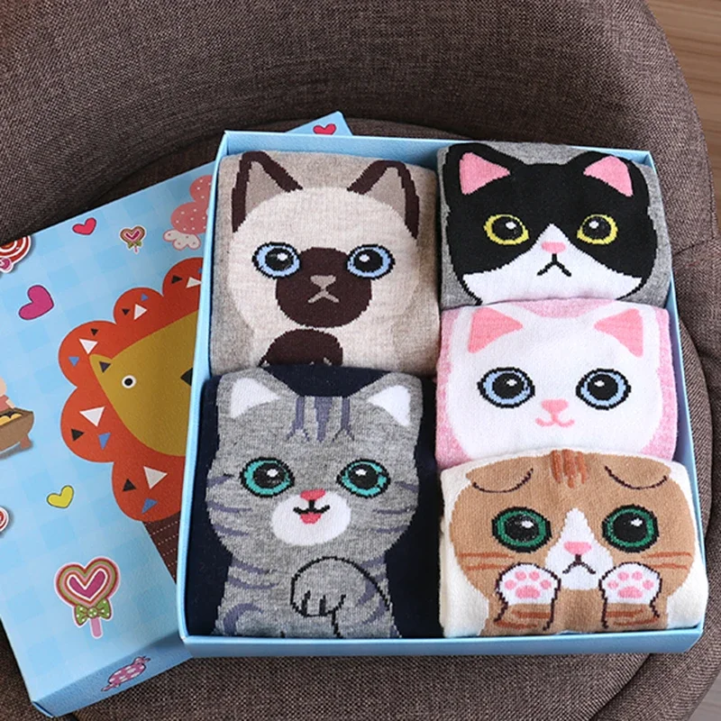 1-5 คู่ผ้าฝ้ายถุงเท้าสั้นการ์ตูน 3D Cat Puppy สุนัขสัตว์ถุงเท้า HARAJUKU Kawaii ผู้หญิงสาวถุงเท้าข้อเท้า Breathable Casual SOX
