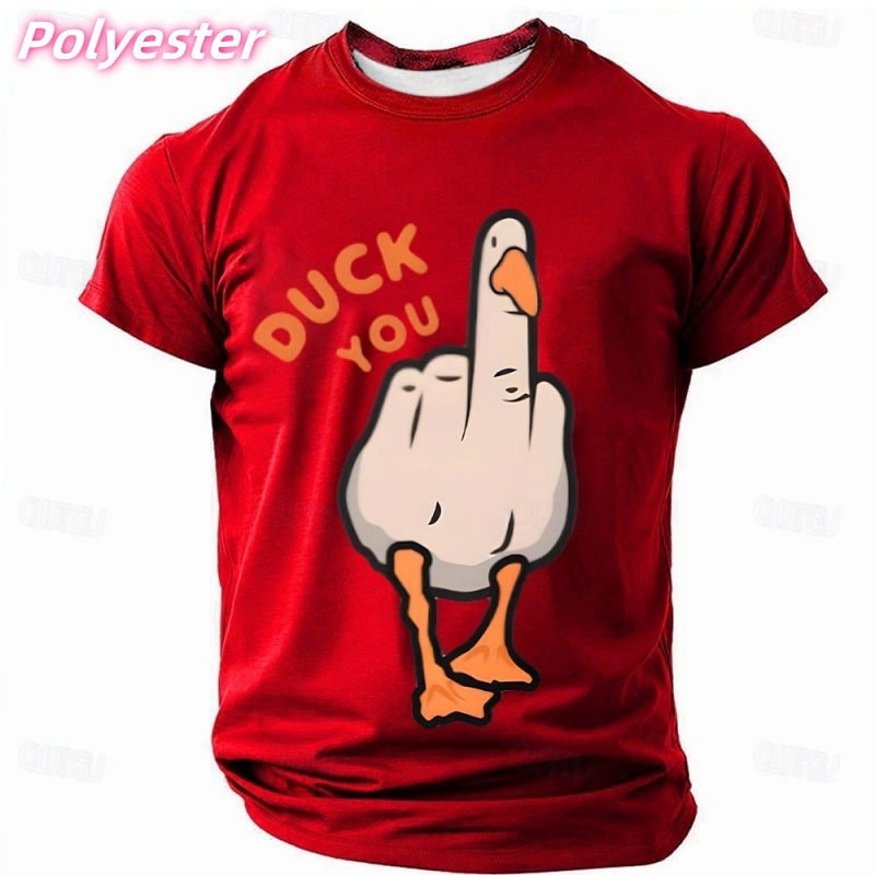 Zabawna koszulka męska z abstrakcyjnym wzorem Duck You, koszulki z nadrukiem 3D, letnie luźne koszulki z krótkim rękawem, uliczne topy z okrągłym dekoltem