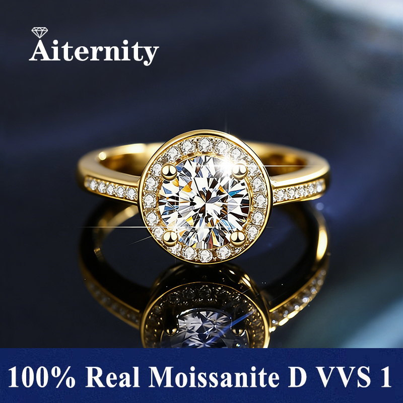 Cincin Kawin Moissanite Pria dan Wanita D VVS1 Ukuran Dapat Disesuaikan Perak S925 Bersertifikat GRA
