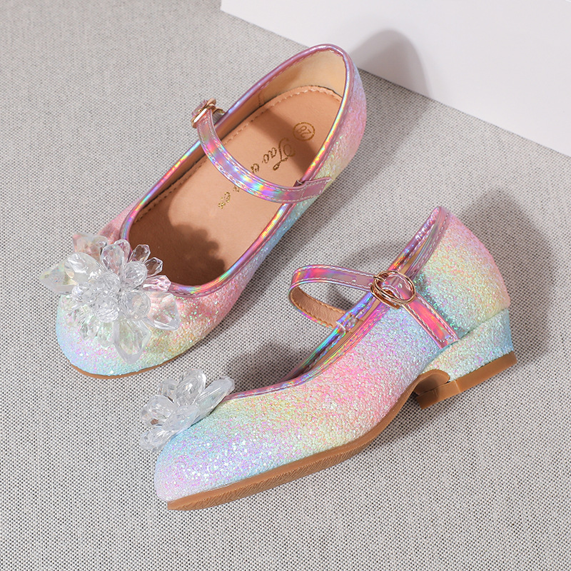 Meninas sandálias strass borboleta dança latina crianças sapatos de salto alto sapatos princesa glitter couro vestido festa casamento