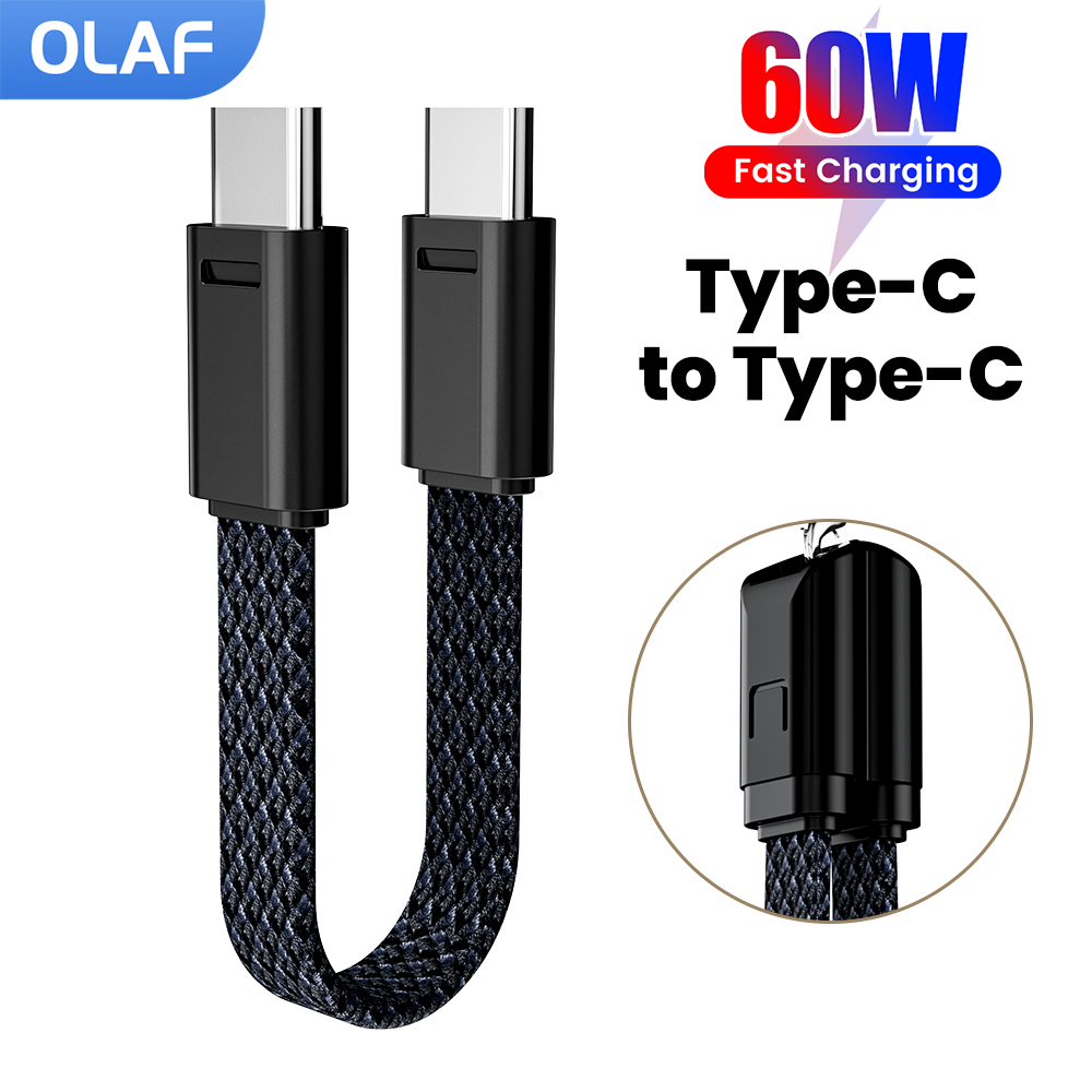 60W Short 16.5CM Type C to USB C Cable Fast Charging For Iphone 15 16 Xiaomi Samsung Huawei Power BanK Type C To Type C Cable