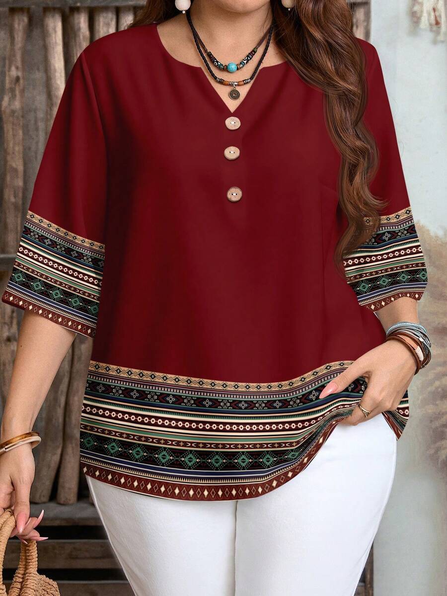 Plus size feminino primavera/verão/outono novo padrão retro botão frontal lazer camisa de manga curta essencial roupa de verão