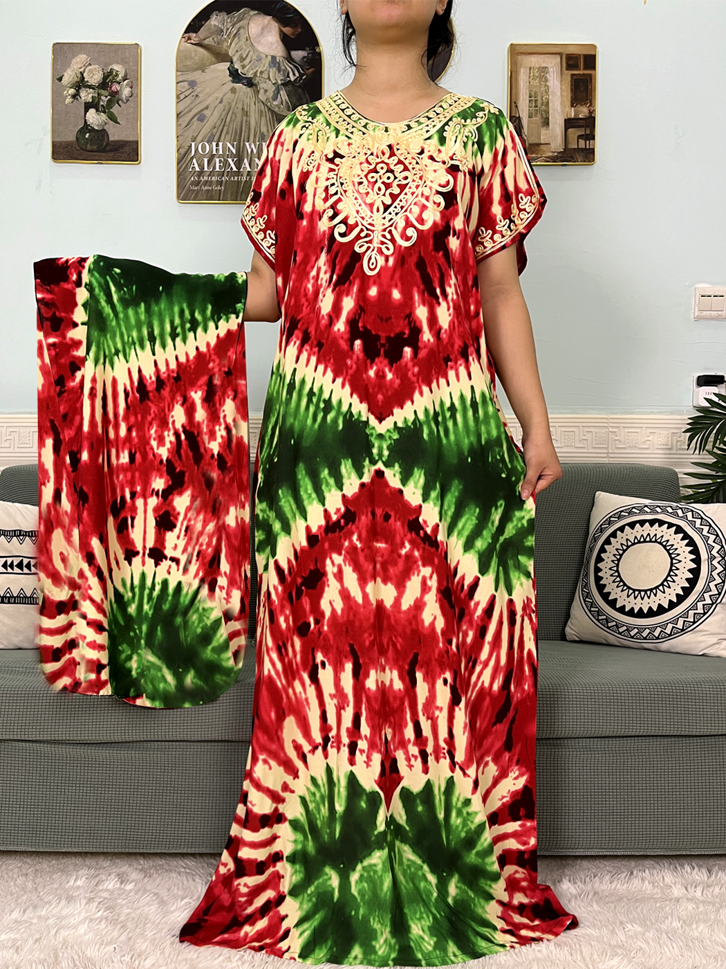 2024 algodão muçulmano abayas para mulheres apliques impresso caftan marroquino femme robe boubou africano islam vestidos com lenço