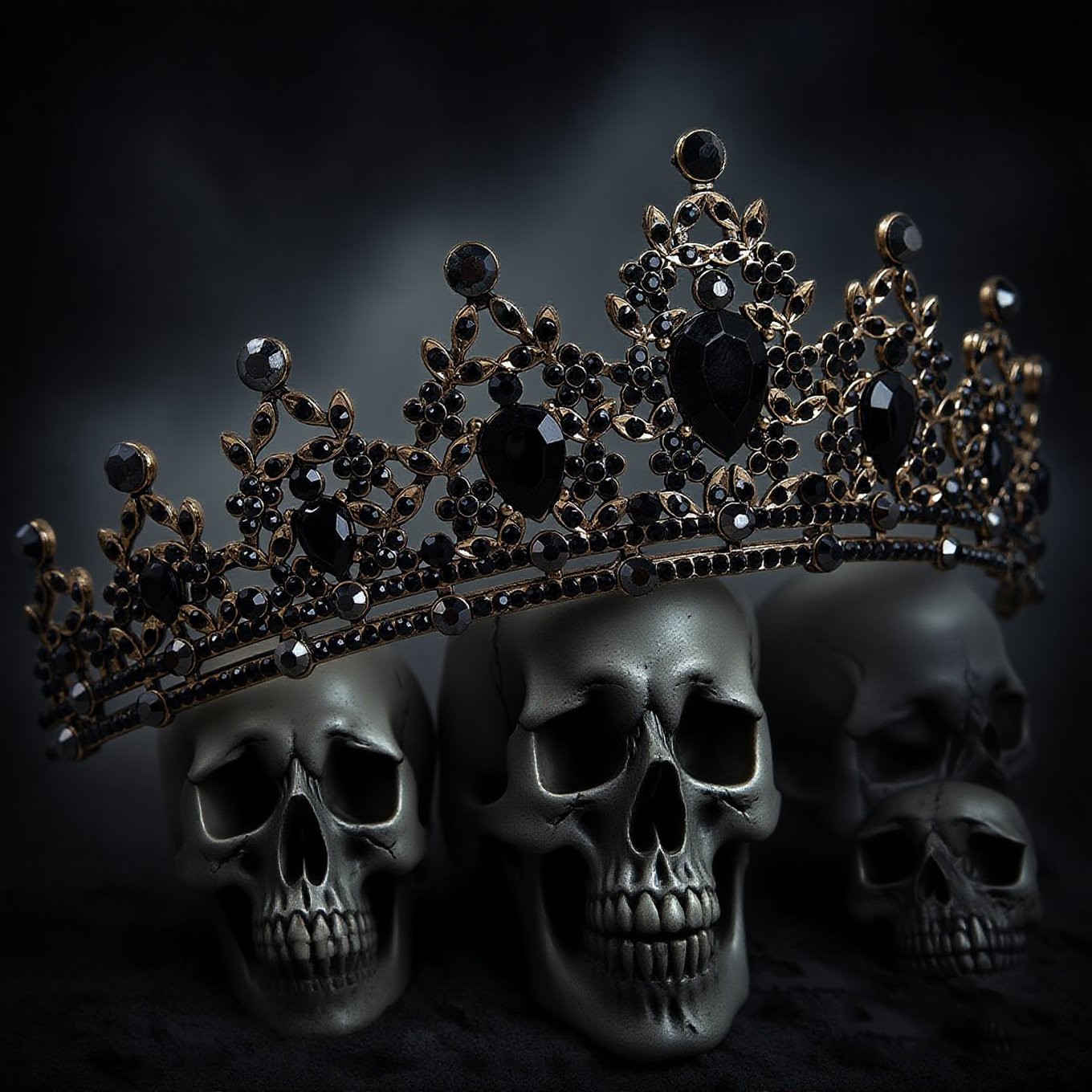 Barock Vintage Schwarz Kristall Strass Tiaras Und Krone Für Frauen Halloween Party Haar Zubehör Cosplay Vampir Hexe