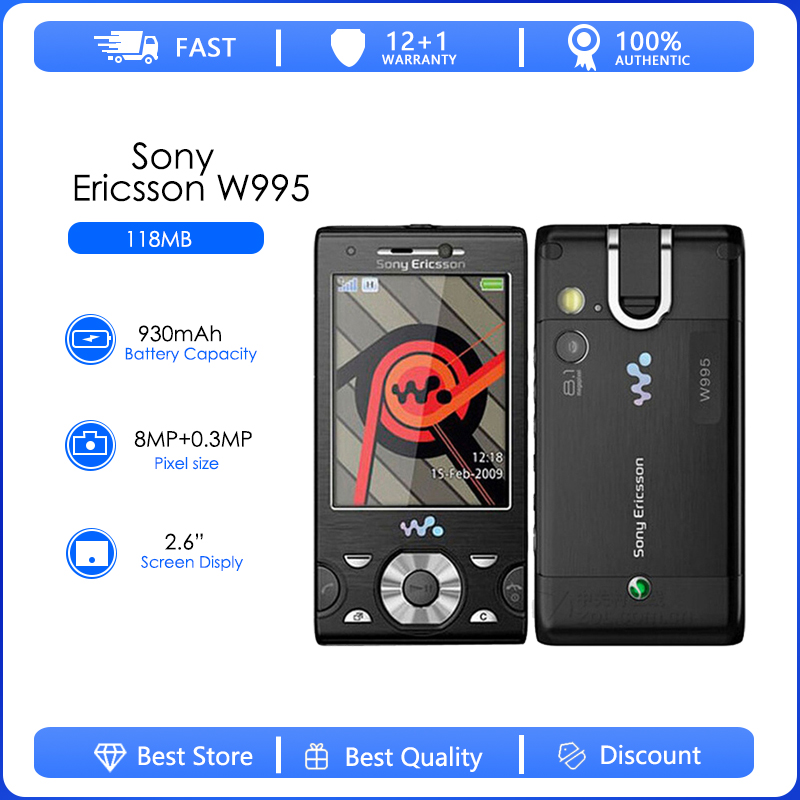 Sony Ericsson W995i reacondicionado-Original desbloqueado W995 teléfono móvil deslizador música teléfono 3G WIFI GPS teléfono envío gratis