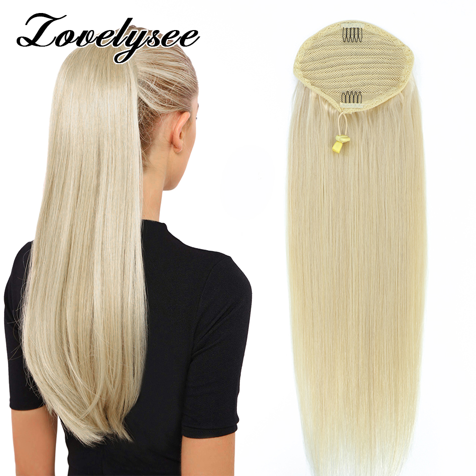 Cordon queue de cheval Extensions de cheveux humains 120G 160G droite Remy cheveux humains Blonde queue de cheval Extensions de cheveux pour femme Clip Ins