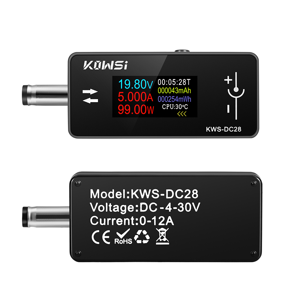 KWS-DC28 Pantalla Digital TFT HD de 0,96 pulgadas, amperímetro de voltaje CC, medidor de potencia, probador de carga de teléfono móvil, Detector, herramienta de electricista