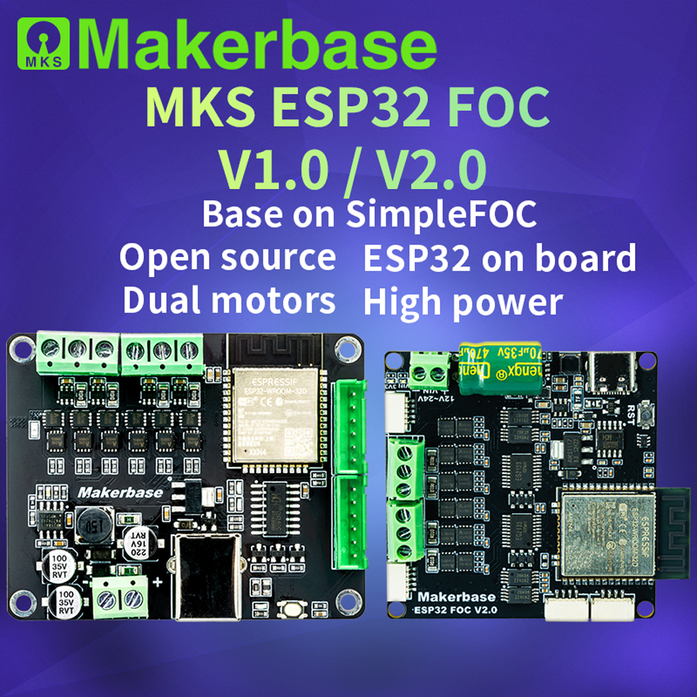 Makerbase ESP32 DUAL SimpleFOC Shield do bezszczotkowego sterownika serwa BLDC Foc z dwoma silnikami o dużej mocy