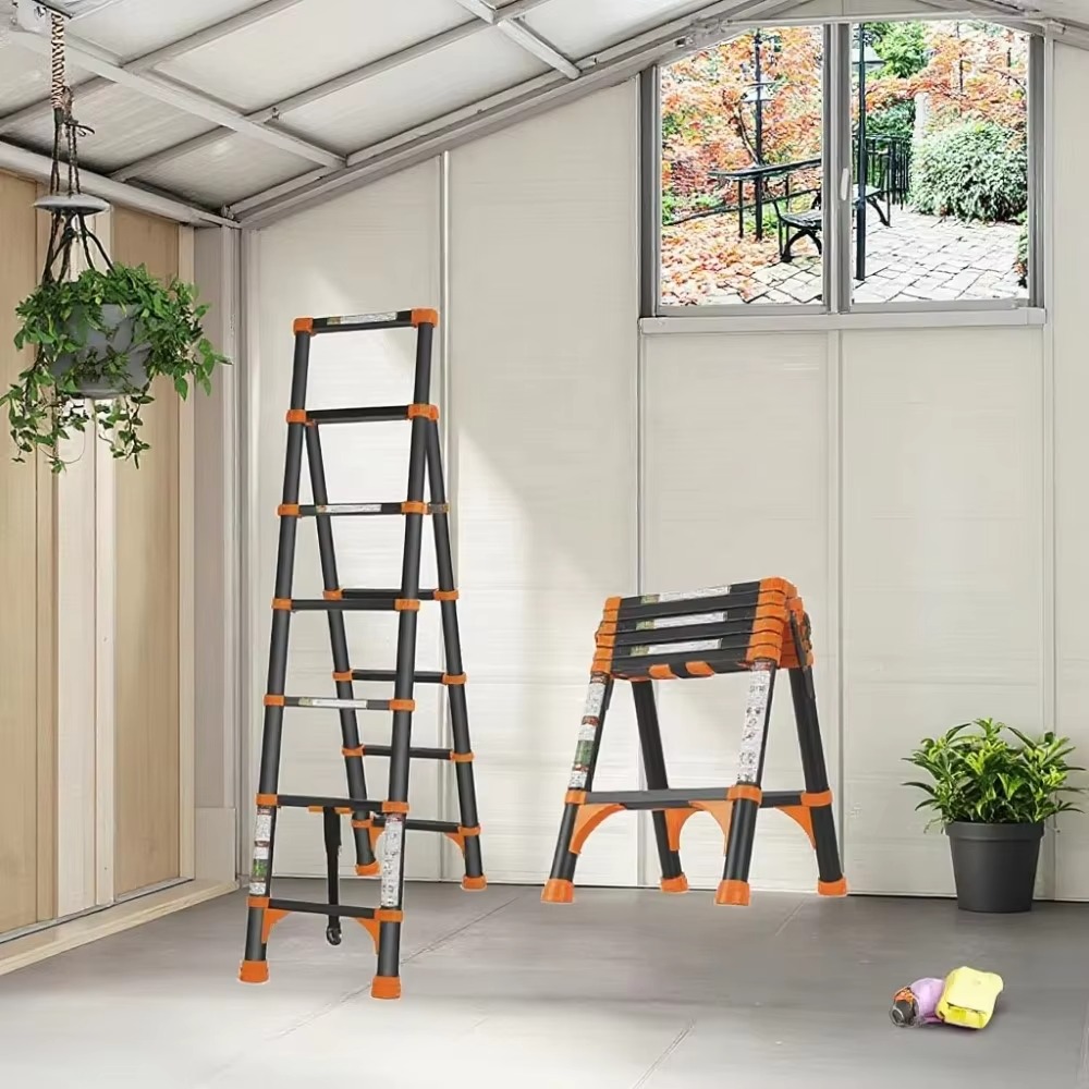 Mini escalera telescópica portátil de aluminio, fácil de transportar y usar