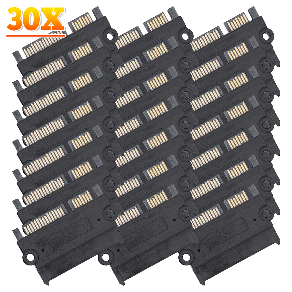 30-1pc SATA mâle à femelle convertisseur de données de puissance 22Pin 7 + 15 mâle à femelle convertisseur tête adaptateur de données d'alimentation SATA vers SATA adaptateur