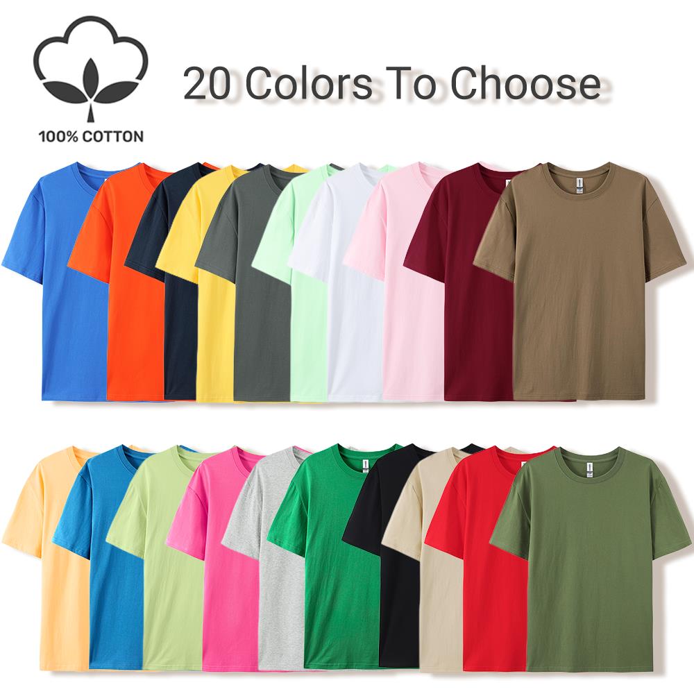 20 Farben einfarbig Sommer weiche 100 % Baumwolle Damen T-Shirts Y2K lose Kleidung Mode T-Shirts Straße mehrfarbig Kurzarm