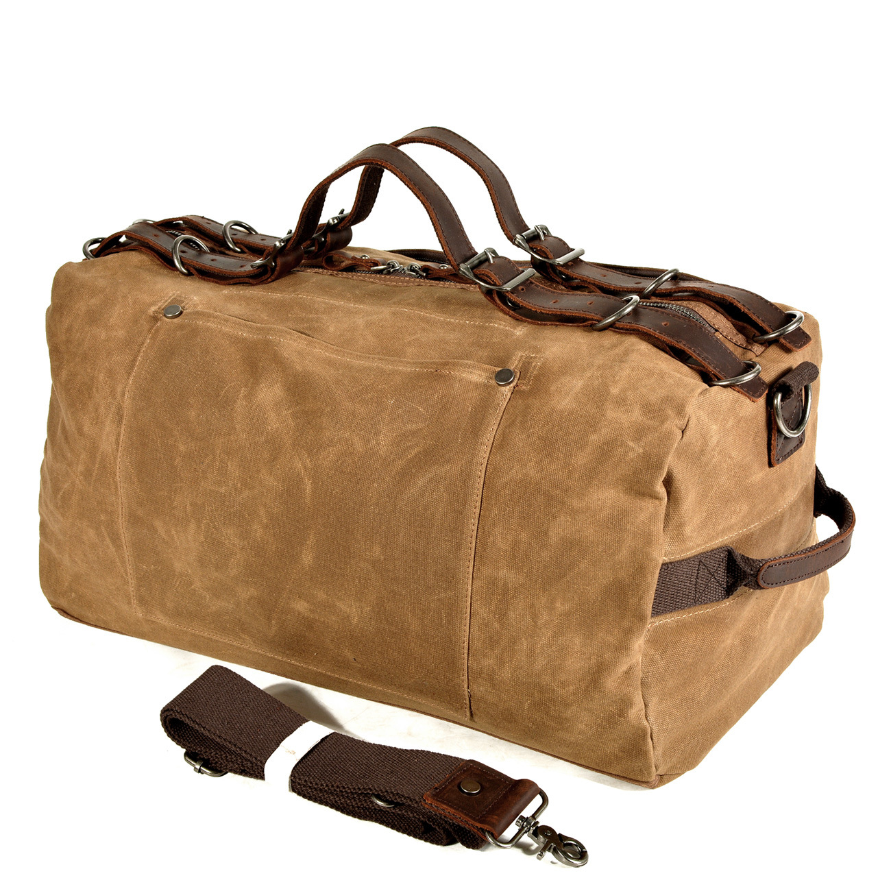 Bolsa de lona de cera de aceite gruesa de estilo militar do old, bolsa de lona de transporte, bolsa de viaje de gran capacidad, bolsa de viaje retro para deportes al aire libre