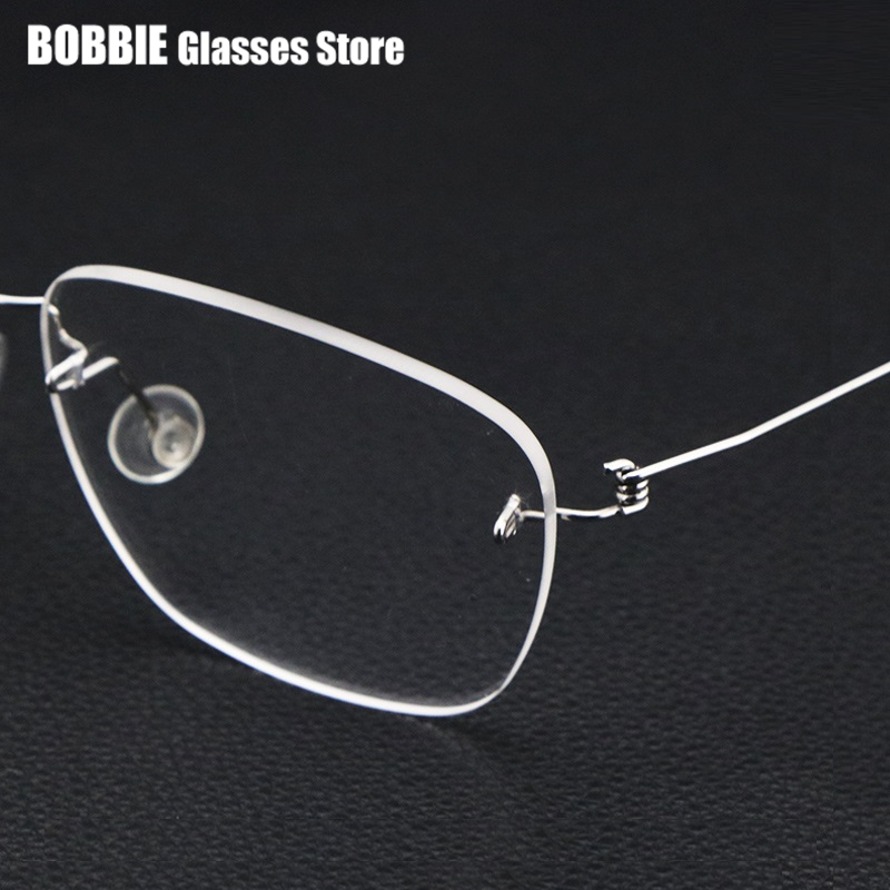 เดนมาร์กยี่ห้อไทเทเนียมสกรู Rimless น้ำหนักเบา Retro Square กรอบแก้วผู้ชายผู้หญิงออพติคอลแว่นตา Oculos