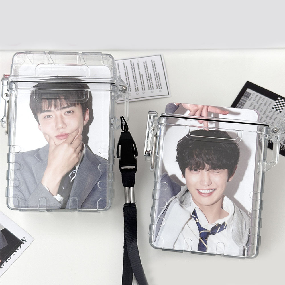 Caja de almacenamiento transparente para tarjetas fotográficas INS, soporte para tarjetas fotográficas de ídolo coreano, caja para tarjetas de visita, álbum de fotos, organizador de cajas selladas