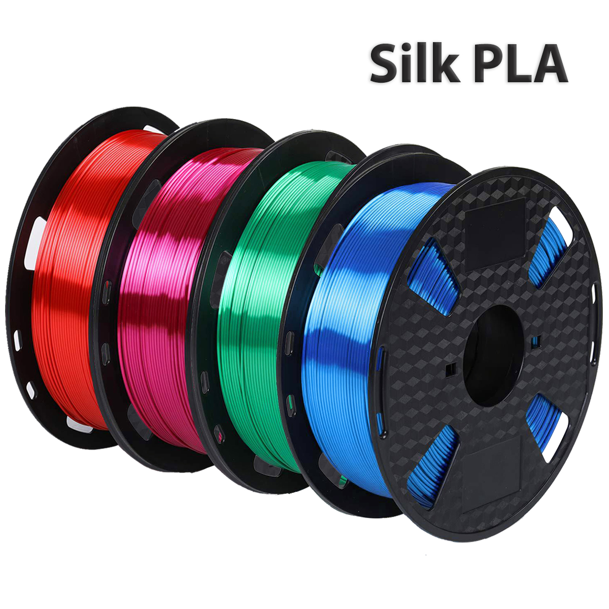 Filamento de Impresora PLA de Seda de 250g, Materiales de Filamento de Impresión 3D en Rojo, Verde, Azul y Negro, Embalaje al Vacío, 1.75mm