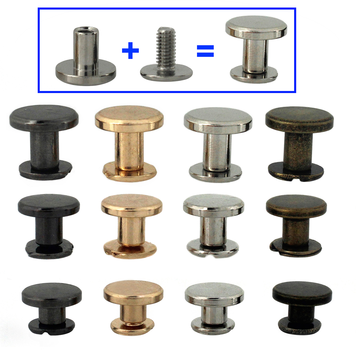 10 Uds. De encuadernación de Metal, tornillos Chicago, clavos, remaches para álbum de fotos, calendario de escritorio, menú, cinturón artesanal de cuero, sujetadores para billetera
