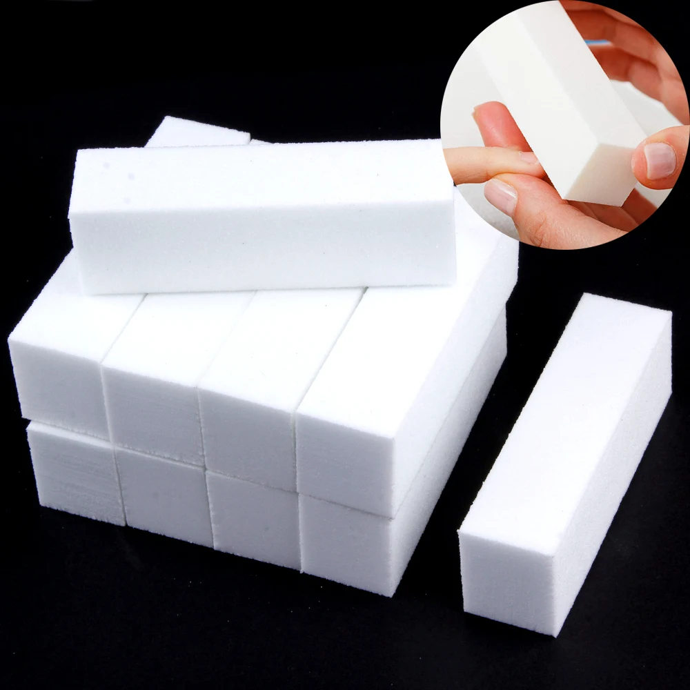 1/10 pièces Bloc de polissage pour nail art, Lime à ongles blanche, Éponge de polissage pour manucure et pédicure, Outils pour vernis gel