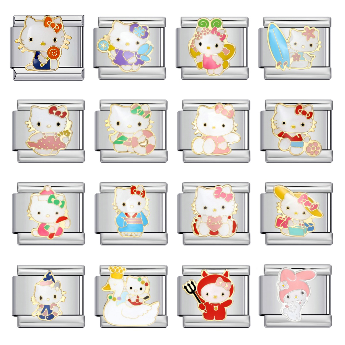 Модные кавайные Y2k Hello Kitty, милые итальянские подвески, подходят для браслета 9 мм, ювелирные изделия из нержавеющей стали, подарок для самостоятельного изготовления для женщин и девочек