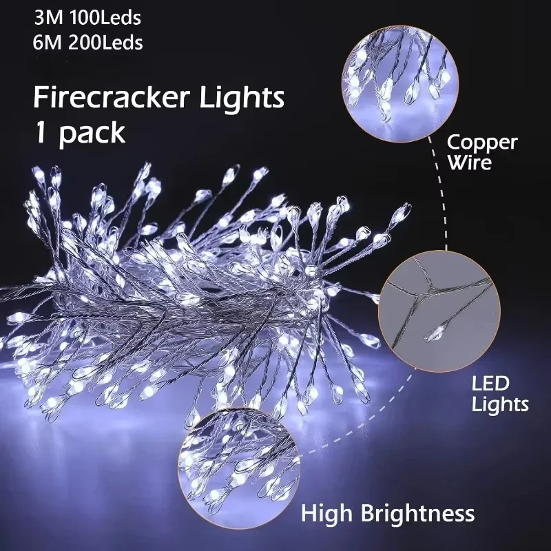 6M 3M Control remoto Luces de hadas alimentadas por USB para boda Fiesta de Navidad Decoración de jardín Luces de cadena LED