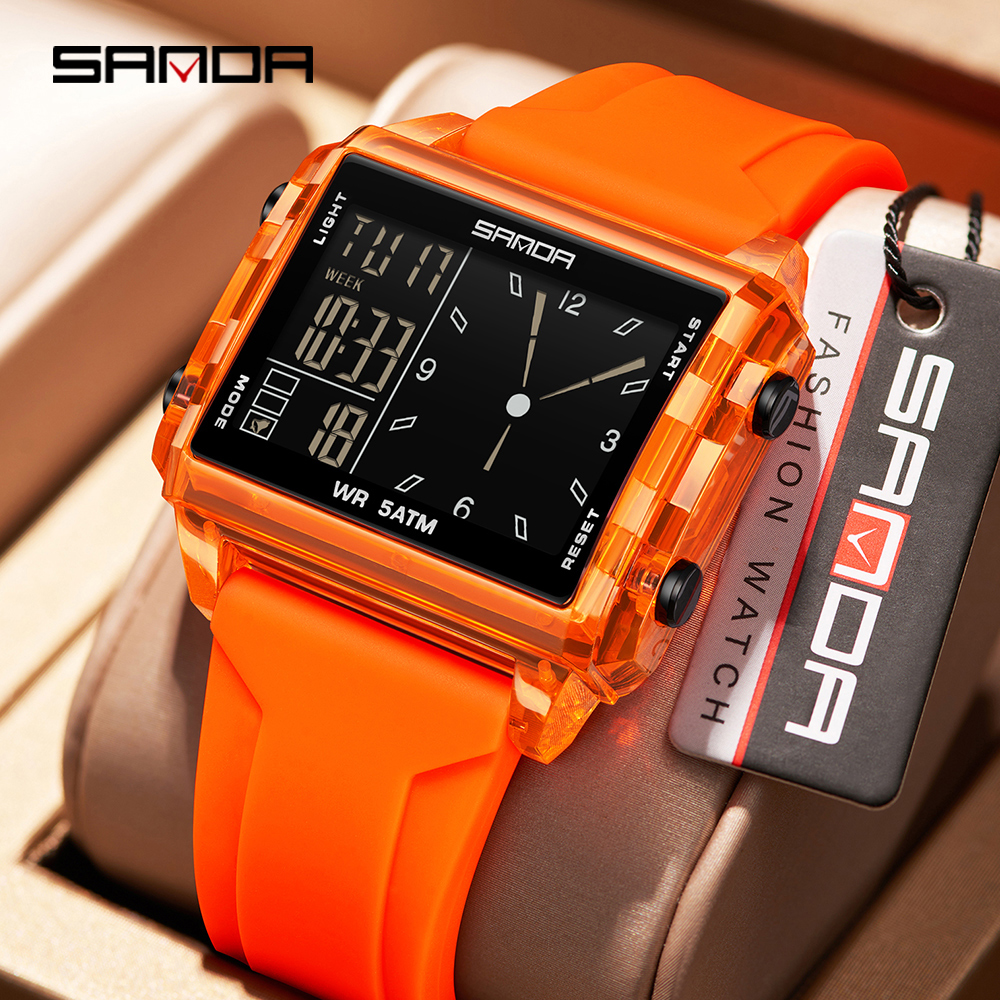 แฟชั่น SADNA ใหม่ 6273 ผู้หญิงนาฬิกาอิเล็กทรอนิกส์กีฬากันน้ํา LED Timing นักเรียนนาฬิกาอิเล็กทรอนิกส์
