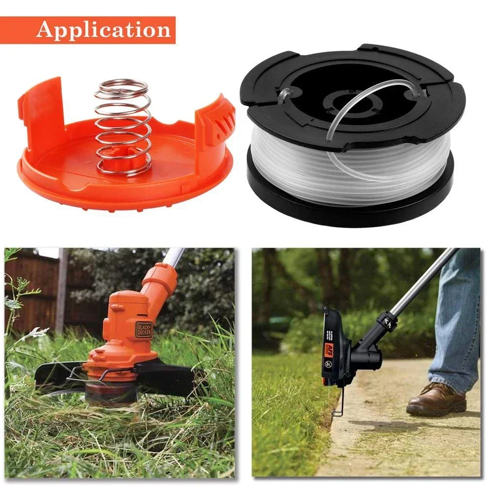 Trimmer Spool 3 Pack & Cap & Spring zamiennik dla Black Decker Cap Spring dla Cordless przycinarka do trawy ostrze kosiarka do trawy