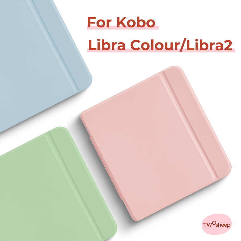 Etui Twosheep 7-calowe na Kobo Libra Color i Kobo Libra2 Akrylowe Magnetyczne Etui z Klapką Automatycznym Usypianiem Macaron Jednolity Kolor