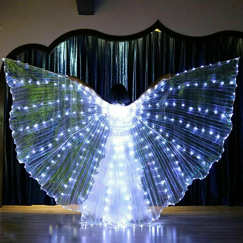 Belly Dance Colorful Butterfly Wings Cape Rave Costume LED Angel Wings for Women Halloween Christmas Light Up Stage Wear